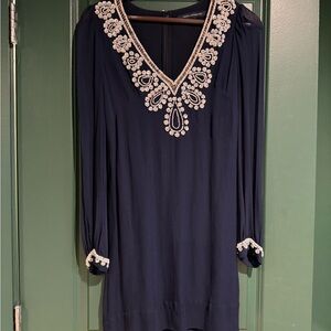 French Connection Blue Embellished Midi Dress